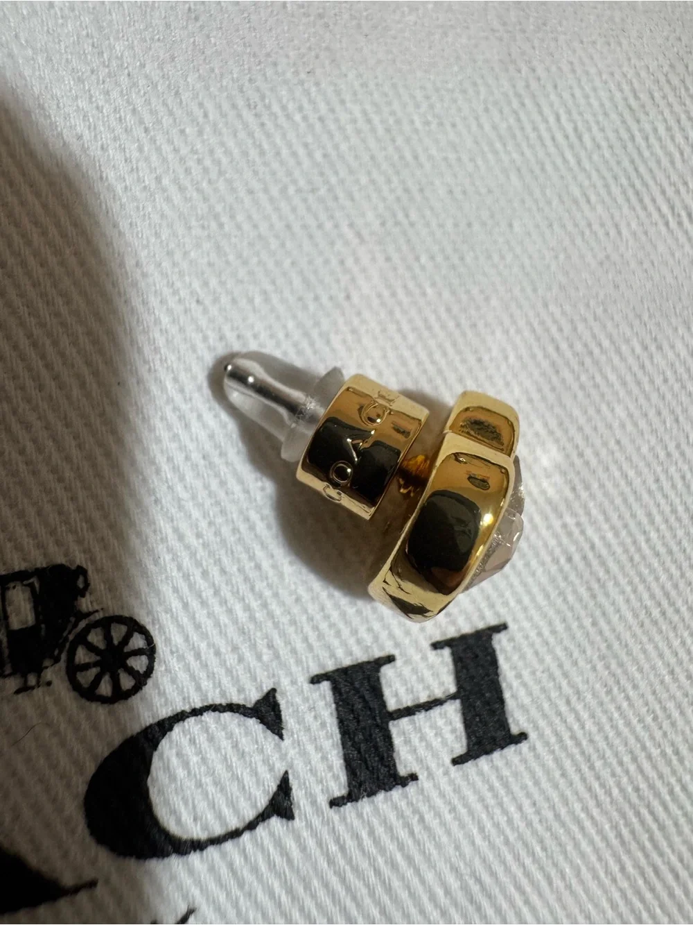 COACH Gold Heart Crystal Stud Earrings - Picture 4 of 7